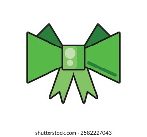 Green Bow Icon Isolated Vector