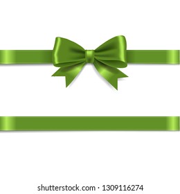 Green Bow Isolated With Gradient Mesh, Vector Illustration