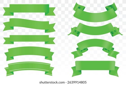 Green Bow Isolated With Gradient Mesh, Set of decorative green ribbon banners isolated on white, empty ribbons and banners of different shape, New Label collection set, Sale tags, Discount and Tags.
