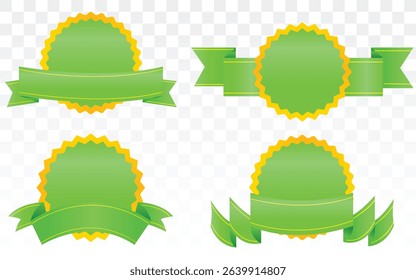 Green Bow Isolated With Gradient Mesh, Set of decorative green ribbon banners isolated on white, empty ribbons and banners of different shape, New Label collection set, Sale tags, Discount and Tags.