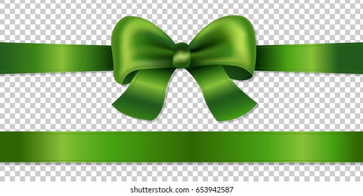 Green Bow Isolated Gradient Mesh, Vector Illustration