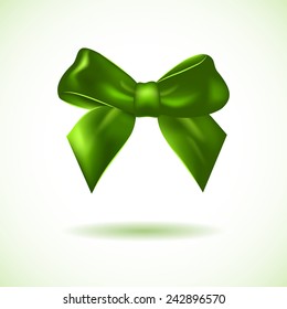 Green bow isolated on vhite. Vector illustration