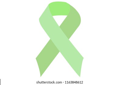 Green bow on white background.