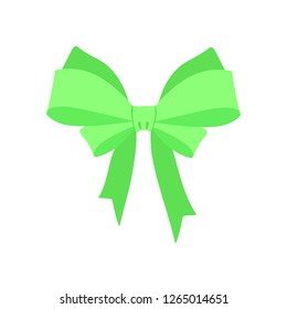 
Green bow on a white background.