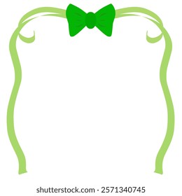 Green bow ribbon border clipart cartoon vector illustration