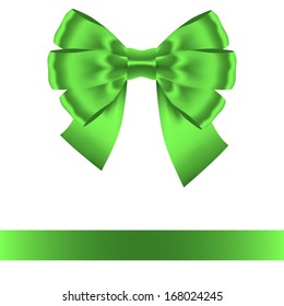 green bow with ribbon isolated on white. Vector illustration
