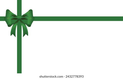 Green bow and ribbon shiny realistic with shadow for decorate your gift, greeting card ,vector isolated on white background