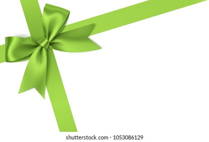 Green bow with ribbons isolated on white background. Vector bow for your design. Spring holiday decoration