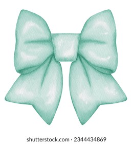 Green bow, Bow set painting, watercolor style