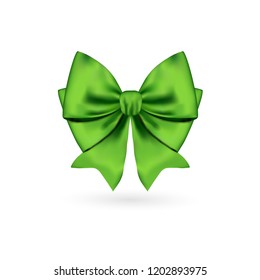 Green bow . Vector isolated on white background. For a holiday or a party