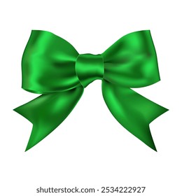 Green bow. Vector isolated on white background. Bow decorated icon, image for your design