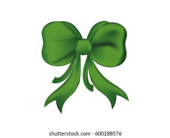 Green bow . Vector isolated on white background. St.Patrick 's DayPatrick