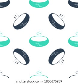 Green Bowl of hot soup icon isolated seamless pattern on white background. Vector.