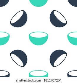 Green Bowl icon isolated seamless pattern on white background. Vector.