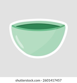 Green Bowl Vector Illustration Sticker. A simple vector illustration of a green bowl, perfect for food-related designs, kitchen-themed graphics, restaurant branding, and digital stickers