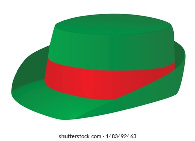 Green Bowler Hat. Vector Illustration