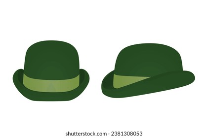 Green bowler hat. vector illustration