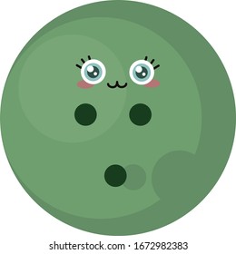 Green bowling ball, illustration, vector on white background.