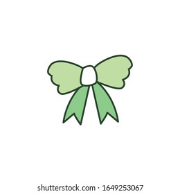 Green bowtie line style icon design, Cloth fashion style wear store shop retail fabric and made theme Vector illustration