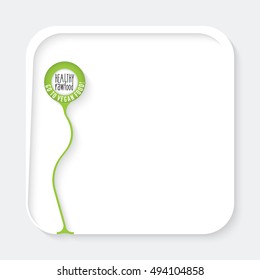 Green box for fill your text and the words healthy raw food