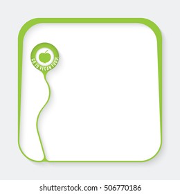Green box for fill your text with apple and the words go to vegetarian food