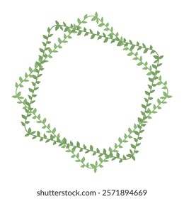 Green box frame with hand-drawn branches and leaves vector illustration