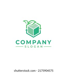 Green box leaf recycle logo