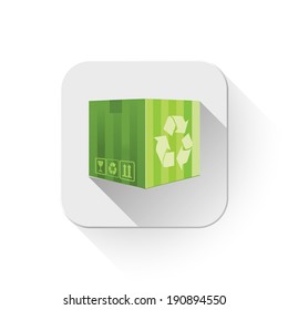 Green Box With long shadow over app button