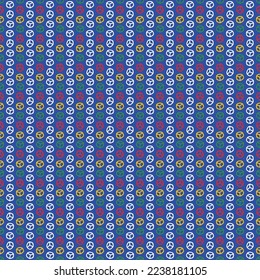 Green box, red box, white box, yellow box 3D on blue background in seamless pattern.