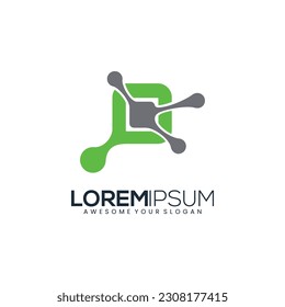 Caja verde para diseño de logotipo de tecnología y aplicación. Estilo de línea colorida y emblema abstracto de caja creativa, concepto de diseño.
