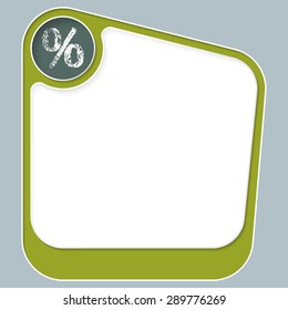 Green box for your text with white frame and percent