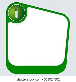 Green box for your text with white frame and test tube