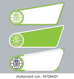 Green boxes for your text with bio symbol