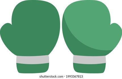 Green Boxing Gloves, Illustration, On A White Background.