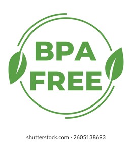 Green BPA Free isolated stamp, sticker, sign with Leaves icon vector illustration