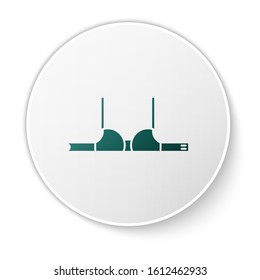 Green Bra icon isolated on white background. Woman underwear. White circle button. Vector Illustration