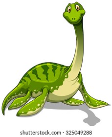 Green brachiosaurus with long neck illustration