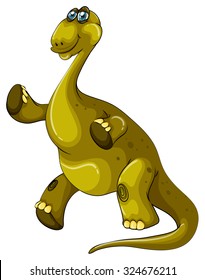 Green brachiosaurus standing on two legs illustration