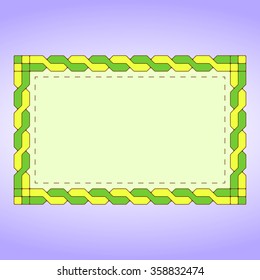 Green braid label on purple background