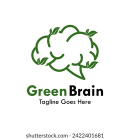 Green brain design logo template illustration