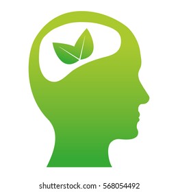 Green brain leaves icon image, vector illustration design