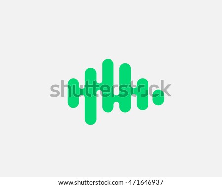 Green brain logo generate idea design template. Color music sound wave sign. Universal real estate house fence eco mind vector icon.