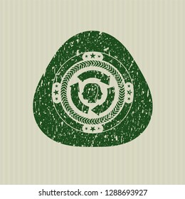 Green brain storm icon inside distress rubber texture