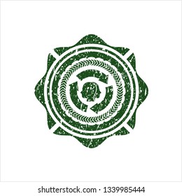 Green brain storm icon inside distress grunge seal