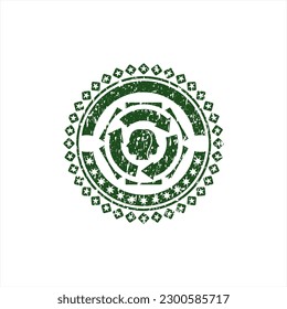 Grün-Hirn-Sturm-Symbol in bedrückter Grunge-Stilmarke. 