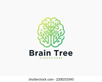 Green Brain Tree Nature Logo Design Stock Vector (Royalty Free ...