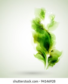 green branch with abstract leaves