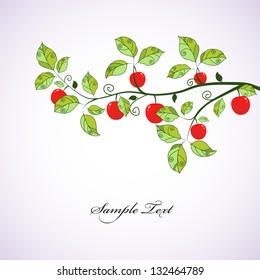 Green branch with apples. Seasonal background.