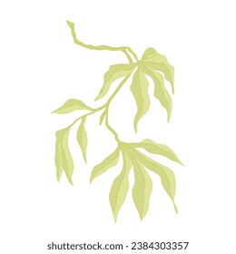 Green branch with foliage. Vector graphics.