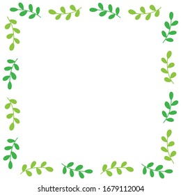 Green branch frame on white background